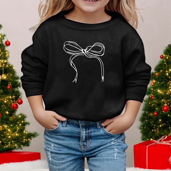HUITKMM Girls Long Sleeve Hooded Sweatshirt with Decorative Bow Detail Soft Casual Pullover for Everyday Wear