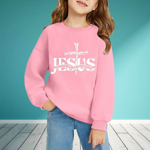 HUITKMM Girls Pullover Winter Warm Printed Round Neck Hoodie Casual Outwear for Toddler Kids Age 2 8 Years