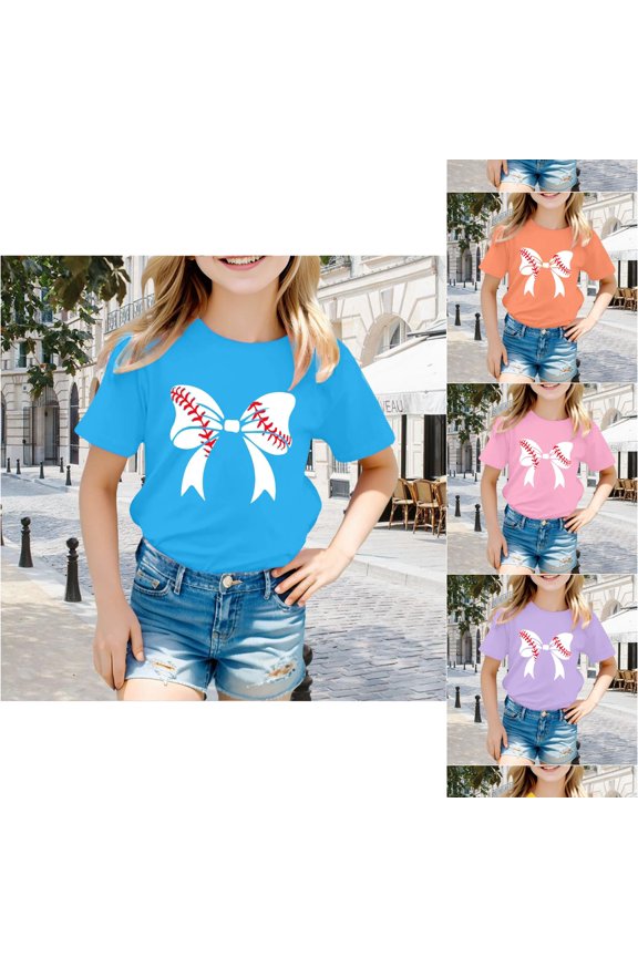 Girls Tees Squid Theme Printed Children's Fashion Loose T Shirt