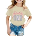 HUITKMM Girls Top Children's Fashionable Casual Letter Round Neck Short ...