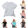 thumbnail image 1 of HUITKMM Girls Tops Short Sleeve Ribbed Tie Front Solid Crop Tee 2-13Y, 1 of 5