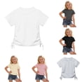 thumbnail image 1 of HUITKMM Girls Tops Short Sleeve Ribbed Tie Front Solid Crop Tee 2-13Y, 1 of 5