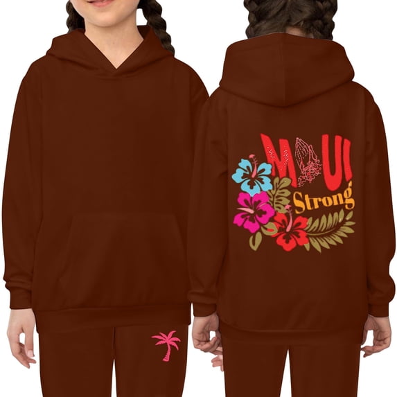 HUITKMM Girls Unisex Two Piece Hooded Tracksuit Set Casual Kids Pullover Hoodie and Sweatpants Outfit for Fall Winter
