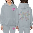 thumbnail image 1 of HUITKMM Girls Unisex Two Piece Hooded Tracksuit Set Graphic Print Kids Sweatshirt and Sweatpants Outfit, 1 of 3
