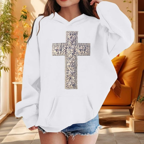 HUITKMM Girls Winter Casual Round Neck Letter Print Pullover Hoodie Sweatshirt for Outdoor Activities and Daily Comfort Wear