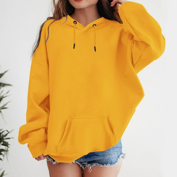 HUITKMM Girls Winter Long Sleeve Pocket Hoodie Top Solid Color Sweatshirt Clothes for Children