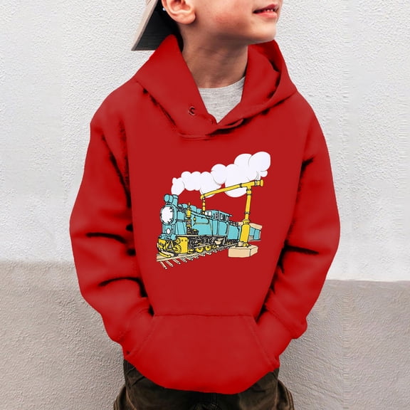 HUITKMM Hoodies for Kids Little Boys Girls Bus Cars Sweatshirts Long Sleeve Hooded Pullover Toddler Kids Winter Warm Shirt Sweater Tops 3 14Years