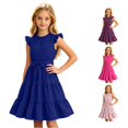 thumbnail image 1 of HUITKMM Kids Clothes Girls Fashion Girl Summer Dress Size 5-6 Years Dark Blue, 1 of 6