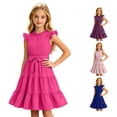 thumbnail image 1 of HUITKMM Kids Clothes Girls Fashion Girl Summer Dress Size 9-10 Years Hot Pink, 1 of 6
