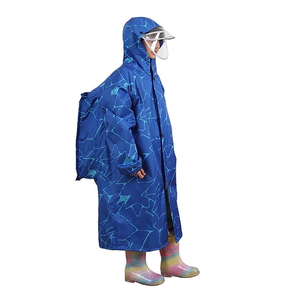 HUITKMM Kids Double Brim Hooded Raincoat with Backpack Cover for School Commute 5XL