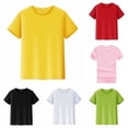 thumbnail image 1 of HUITKMM Kids Solid Short Sleeve T-Shirt Polyester Crew Neck Basic Tee Ages 4-12, 1 of 4