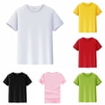thumbnail image 1 of HUITKMM Kids Solid Short Sleeve T-Shirt Polyester Crew Neck Basic Tee Ages 4-12, 1 of 4