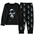 thumbnail image 1 of HUITKMM Kids Sweatsuit Boys Outfits Sets Winter Alien Astronaut Cartoon Print Long Sleeve Top Pants Pajamas Loungewear Kids Homewear Comfortable Casual 116, 1 of 2