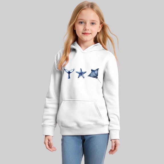 HUITKMM Oversized Ocean Graphic Hooded Pullover Sweatshirt Long Sleeve Casual Loose Fit Classic Top for Girls