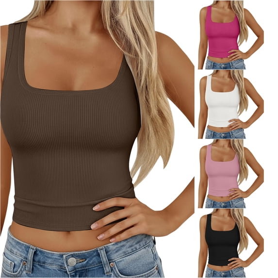 HUITKMM Womens Bra Tank Top No Underwire Built in Pads Racerback Cami Size S