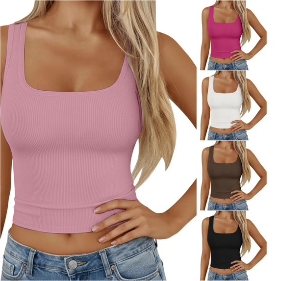 HUITKMM Womens Bra Tank Top No Underwire Built in Pads Racerback Cami Size S