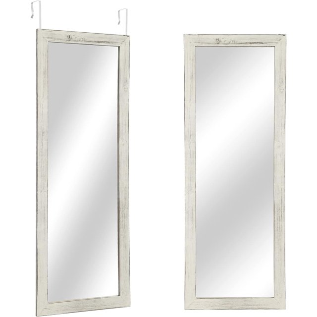 HUIXIAN Farmhouse Over The Door Mirror, 51"x18" Rustic Full Length Door Mirror, Hanging Over