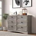 thumbnail image 1 of HUJAUU 6 Drawer Dresser for Bedroom, Rattan Wide Chest of Drawers for Living Room, Gray, 1 of 7