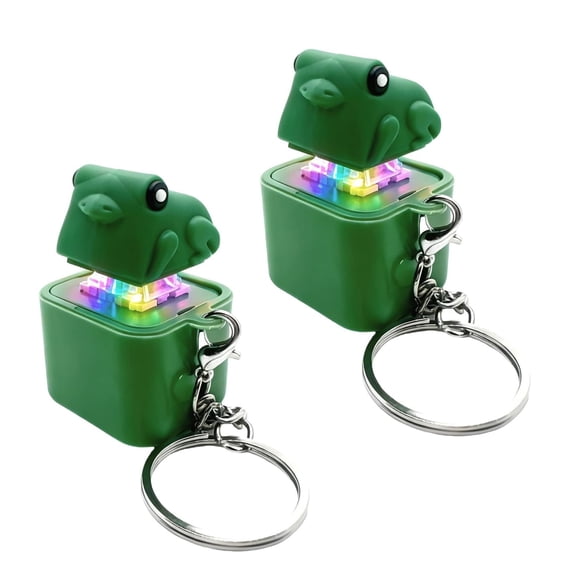 HUJHKIO 2-PCS Frog Croaking Fidget Toy Keychain with Sound and LED Lights, Rechargeable Stress Relief Fidget for Adults, Portable Anxiety Relief Noise Maker Keychain for Backpack Keys, Green