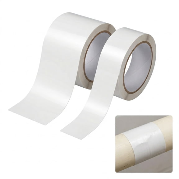 HUJHKIO 2 Pack 5ft Waterproof Self-Adhesive Repair Tape for Bathtub, Shower Wall and RV Roof, Heavy Duty PVC Patch Kit for Cracks, Holes, & Leaks, Strong Adhesive, Fix for Sink, Pipe, White
