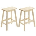 thumbnail image 1 of HUJHKIO 24-Inch Bar Stools Set of 2, Solid Pine Wood Saddle Seat Counter Stools for Kitchen Island, Dining & Home Pub, Easy Assembly, Rustic Modern Style Wooden Seats, Natural, 1 of 8