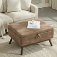 thumbnail image 1 of HUJHKIO 3 in 1 Lift Top Coffee Table with Storage, Wooden Stool for Living Room, Microsuede Fabric, Coffee, 1 of 9
