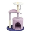 thumbnail image 1 of HUJHKIO 33in Cat Tree Tower with Scratching Posts, Curved Perch & Plush Bed - Multi-Level Cat Condo for Indoor Cats, Playground for Kittens, Purple, 1 of 9