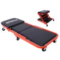 thumbnail image 1 of HUJHKIO 36" Creeper Seat & Stool 2-in-1 - Low Profile Mechanics Creeper with 6 Wheels, 300 lbs Capacity, Padded Garage Seat for Car Repair, Red, 1 of 9