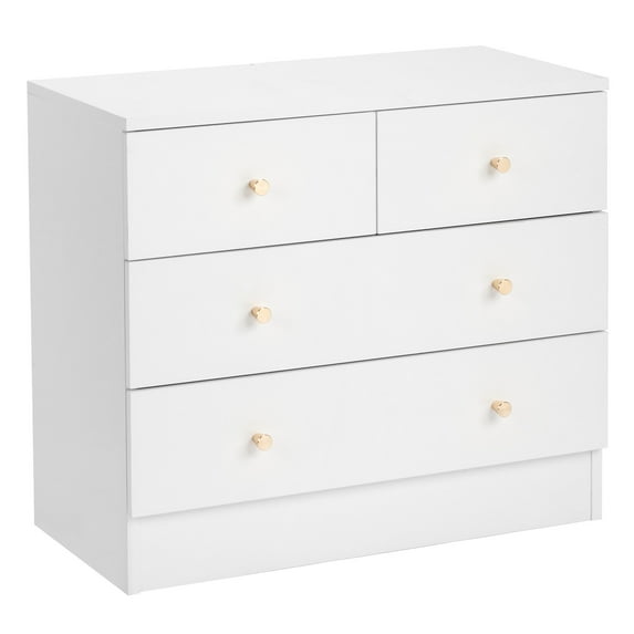 HUJHKIO 4-Drawer Dresser for Bedroom, Modern Wooden Nightstand, Compact Organizer Cabinet for Living Room, Home Office, White