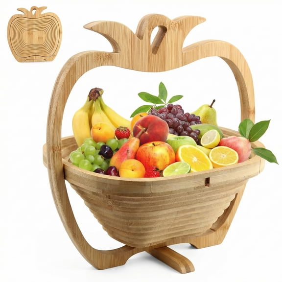 HUJHKIO Pop-Up Bamboo Tray, Reusable Gift Basket & Serving Dish, Fun Shape for Candy Cookies Snacks, Spring Centerpiece for Brunch Table, Teacher Neighbor Family Gift