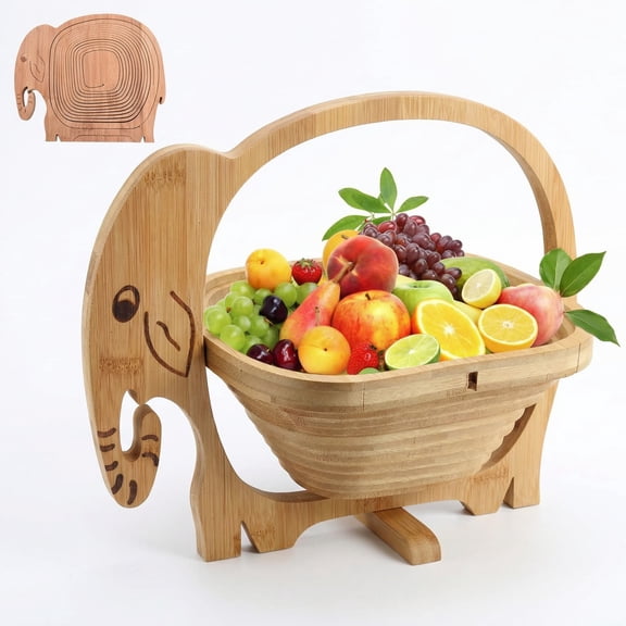 HUJHKIO Pop-Up Bamboo Tray, Reusable Gift Basket & Serving Dish, Fun Shape for Candy Cookies Snacks, Spring Centerpiece for Brunch Table, Teacher Neighbor Family Gift
