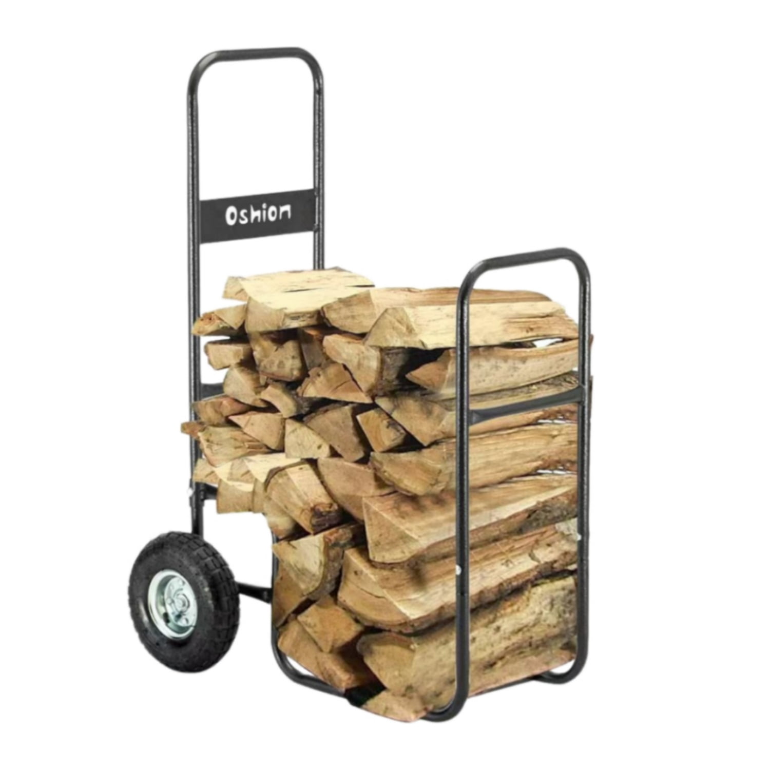 Rolling Log Rack HUJHKIO Firewood Cart with Wheels, Outdoor Indoor Rolling Fire Wood Log ...