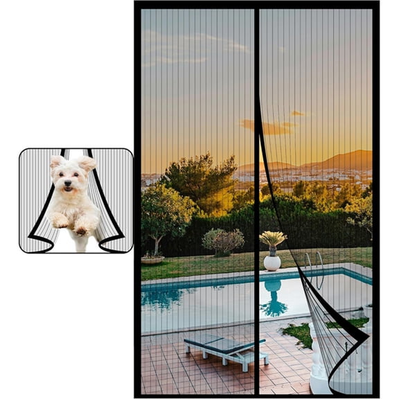HUJHKIO Mesh Screen with Magnetic Closure-Keeps Bugs Out Let Breeze in, Heavy Duty - Pet and Kid Friendly, Works with Front, Sliding Doors (38 x 82 Inch)