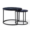 thumbnail image 1 of HUJHKIO Nesting Coffee Table Set of 2, Round Modern Industrial Side Tables, Metal Frame Nightstand for Living Room Bedroom Apartment, Small Space Accent Table Centerpiece Desk, Black, 1 of 7