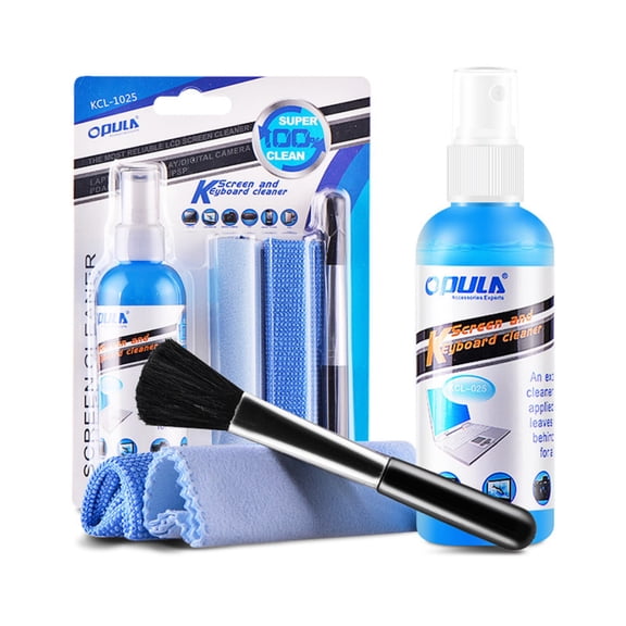 HUJHKIO Screen Cleaner Kit for Laptop Computer TV Phone - 3.4 fl oz LCD Cleaning Spray with Soft Brush, 4Pcs Electronics Cleaning Supplies for Keyboard Monitor Tablet Camera Lens