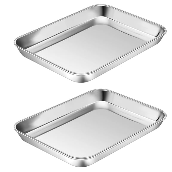 HUJTYs 10*8*0.98 inchBaking Pan Cookie Sheet , Stainless Steel Rimmed Half Sheet, Metal Flat Cooking Tray Pans for Oven Toasting