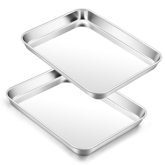 HUJTYs Baking Cookie Sheet, Stainless Steel Rectangle Baking Pan Oven Tray - 10*8*0.98 inch Dishwasher Safe
