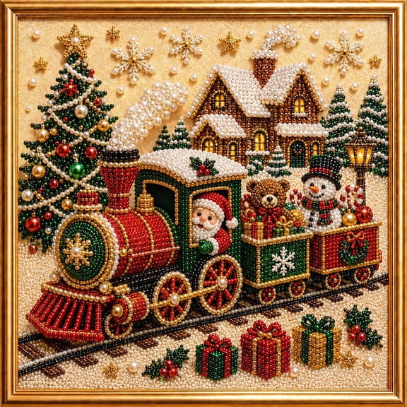 HUJTYs DIY Christmas Pearl Diamond Painting Art Kit with Frame, Home Wall Decor Art Craft Kit, Holiday Christmas Wall Decor, Handmade Home Decoration Gift (Santa Claus B, 7.8x7.8in)