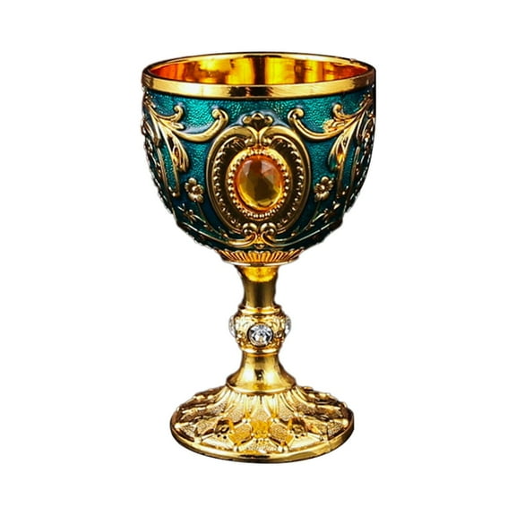 HUJTYs Vintage Medieval Goblet Drinking Glass, Engraving Wine Liqueur Cup Handmade Novelty Engraving Metal Wine Cup Desktop Decoration