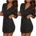 thumbnail image 1 of HUJlwoi 2 PC Robes for Women Comfortable 3/4 Sleeve Lace Bathrobe Soft Short Sleepwear Loose Breathable Loungewear, 1 of 7