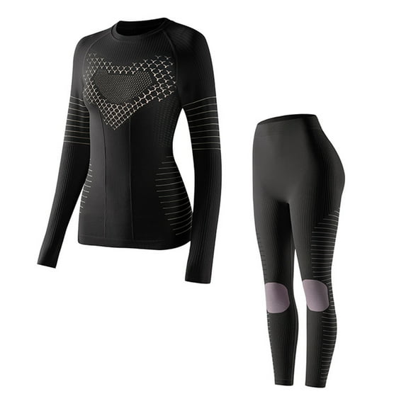HUJlwoi 2 PC Thermal Ski Underwear for Women Warm Base Layer Top and Bottom Set for Cold Weather Comfy Breathable Clothes