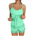 thumbnail image 1 of HUJlwoi 2 PC Women Pajama Sets Textured Lace Sleeveless Cami Crop Top and Shorts Pj Set Loungewear Soft Fashion Sleepwear Outfit, 1 of 4