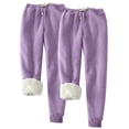 thumbnail image 1 of HUJlwoi 2 Pack Fleece Lined Pants Women Thick Thermal Elastic Waist Cinch Bottom Sweatpants Warm Winter Trousers with Pockets, 1 of 5