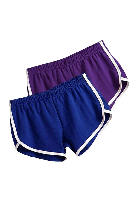 2 Pack Women's Athletic Shorts Elastic Waist Running Sweat Shorts Workout Active Dance Yoga Shorts Summer Hot Pants