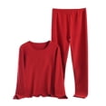 thumbnail image 1 of HUJlwoi 2 Piece Outfits Womens Thermal Base Layer Set Long Sleeve Sleep Shirt with Leggings Set Basic Fall Matching Clothes, 1 of 5
