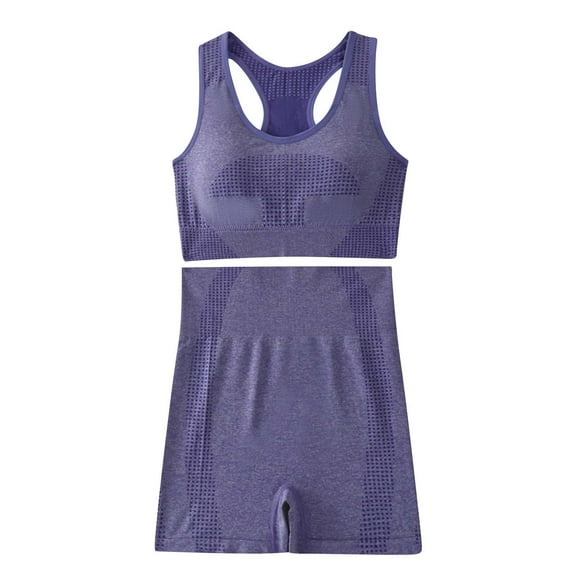 HUJlwoi 2 Piece Sets for Women Sleeveless Cami Crop Top and Fitted Shorts Set Breathable Sport Yoga Set Matching Clothes