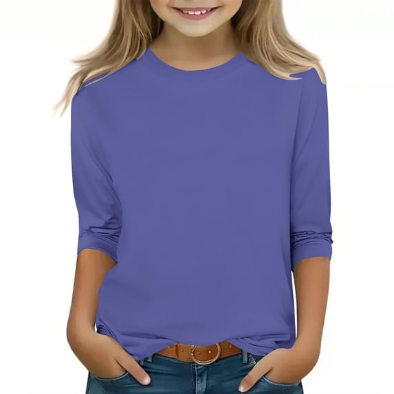 HUJlwoi 3-12 T Children Unisex Baby 3/4 Sleeve Tops Crew Neck Casual Undershirt Kids Toddler Thermal Comfy Base Layer Shirt