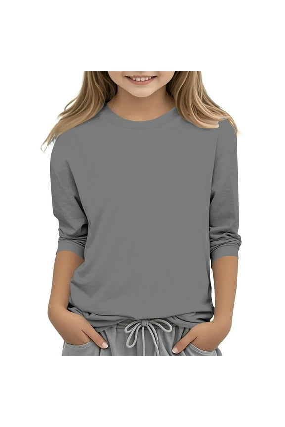 3-12 T Children Unisex Baby 3/4 Sleeve Tops Crew Neck Casual Undershirt Kids Toddler Thermal Comfy Base Layer Shirt