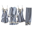 thumbnail image 1 of HUJlwoi 5 Piece Pajama Sets Women Chest Pad Lace Trim Pj Sets Nightgown Camisole Shorts and Long Pant Sleepwear Matching Clothing with Robe, 1 of 6