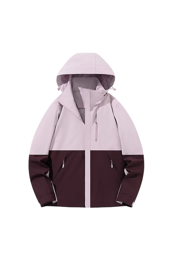 Athletic Jackets for Women Lightweight Color Block Windbreaker Coat with Pocket Outdoor Hiking Travel Hooded Outwear Clothes